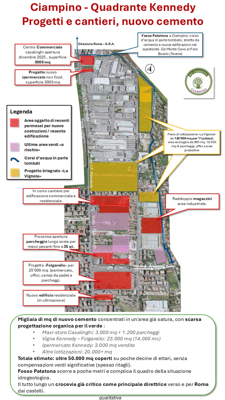 Mappa Progetti e Cantieri Ciampino Quadrante Kennedy