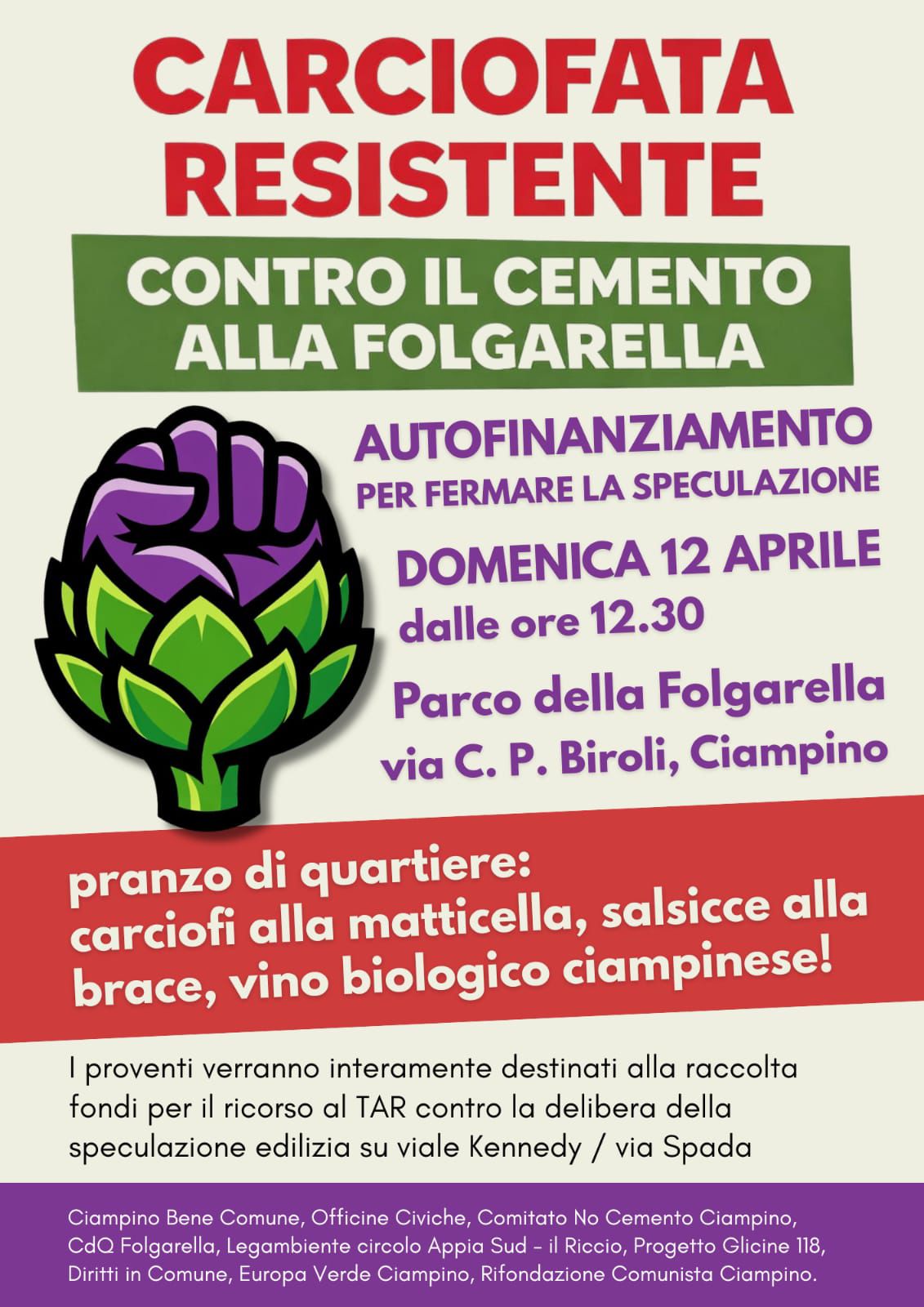 Locandina Evento 12 Aprile Parco della Folgarella - Via C.P. Biroli